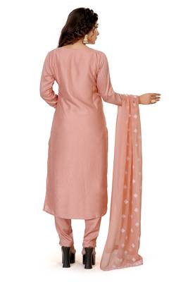 Pink embroidered silk silk-kurtis 2