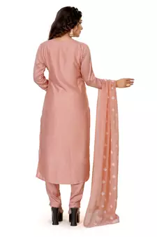 Pink embroidered silk silk-kurtis