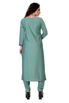 Sea-green embroidered silk silk-kurtis 2