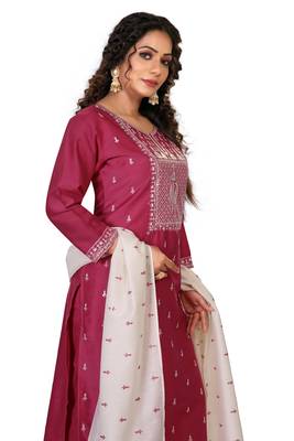 Rani-pink embroidered silk silk-kurtis 3