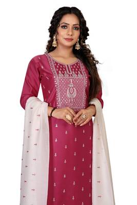 Rani-pink embroidered silk silk-kurtis 4