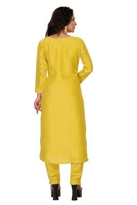 Mustard embroidered silk silk-kurtis 2
