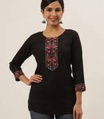 Black embroidered cotton cotton-tops