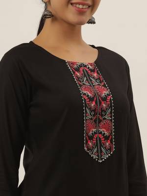 Black embroidered cotton cotton-tops 4
