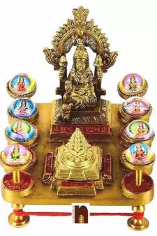 Shree AshtaLaxmi | Shri Yantra Chowki In Pure Brass (13 Cms) (1 Pc)