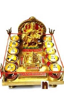 Dus Mahavidya Yantra Chowki In Brass (16 Cms) (1 Pc)
