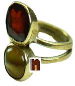  Cats eye Gemstones Adjustable Ring In Ashtadhatu For RahuKetu (1 Pc)