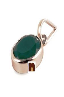 Emerald | Panna Gemstone Pendant In White Metal With Lab Certificate (5.56 Ct Approx) (1 Pc)