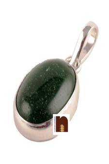  Original Green Jade Gemstone Pendant In White Metal With Lab Certificate (77.5 Ct Approx) (1 Pc)
