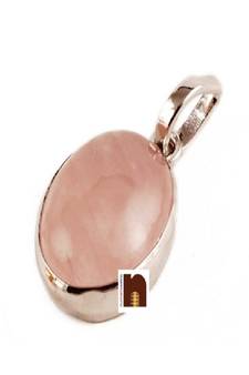 Rose Quartz Stone Pendant In White Metal Lab Certified (1 Pc)