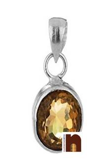 Yellow Citrine | Sunela Gemstone Pendant In White Metal With Lab Certificate (77.5 Ct Approx) (1 Pc)