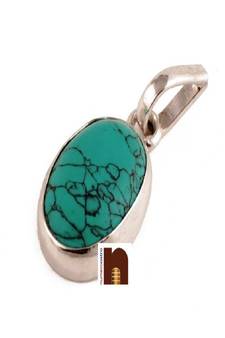 Turquoise | Firoza Stone Pendant In White Metal With Lab Certificate (77.5 Ct Approx) (1 Pc)