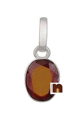Hessonite | Gomed Gemstone Pendant In Pure Silver With Lab Certificate (55.5 Ct Approx) (1 Pc) 1
