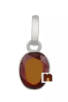 Hessonite | Gomed Gemstone Pendant In Pure Silver With Lab Certificate (55.5 Ct Approx) (1 Pc)