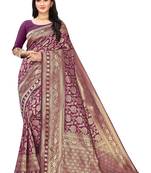 Purple Woven silk blend Saree With Blouse