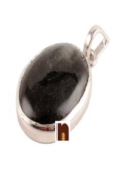 Black Rutalite Gemstone Pendant In White Metal With Lab Certificate (77.5 Ct Approx) (1 Pc)