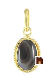 Sulemani Hakik | Black Agate Pendant In Ashtadhatu (1 Pc)