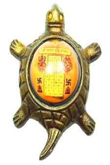 Shri Vyapar Vridhi Yantra On Brass Turtle/Tortoise (Small) (11 Cms) (1 Pc)