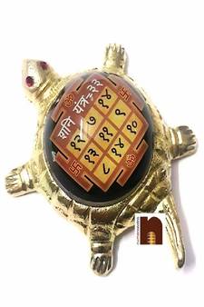 Shri Shani Yantra On Turtle | Tortoise (Small) (11 Cms) (1 Pc)