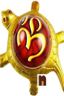 Om | Aum Yantra On Turtle | Tortoise (Small) (11 Cms) (1 Pc)