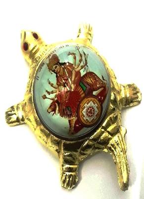 Jai Mata Di | Maa Durga Yantra On Turtle/Tortoise (Small) (11 Cms) (1 Pc) 1