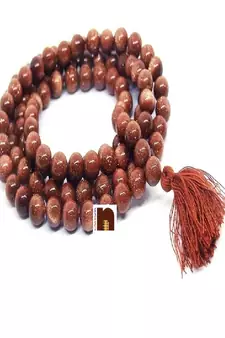 Sunstone | Gold Stone Round Knotted Beads Mala (109 Beads) (8 MM) (1 Pc)