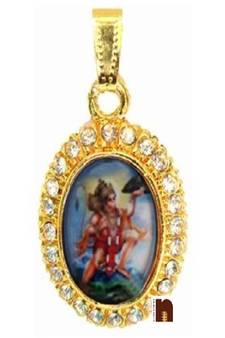 Stone Studded Gold Plated Hanuman Ji Pendant (1 Pc)