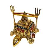Meru Shri Yantra with Trishul On Turtle | Tortoise in Brass (1 Pc)