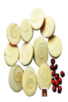 Gomti Chakra and Red Gunja Beads (2 Cms) (11 Pieces Each)