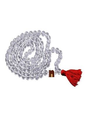 Crystal | Sphatik Diamond Cut Hand Knotted Mala (108+1) Beads (78 MM Beads Approx) (1 Pc) 1