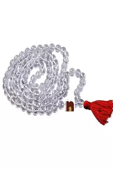 Crystal | Sphatik Diamond Cut Hand Knotted Mala (108+1) Beads (78 MM Beads Approx) (1 Pc)