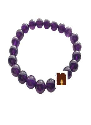 Amethyst | Katehla Round Beads Bracelet (Stretchable) (78 MM Approx) (1 Pc) 1