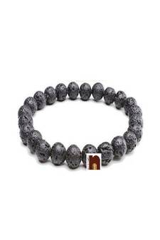 Lava Stone Round Beads Stretchable Bracelet For Inner Strength (1 Pc)