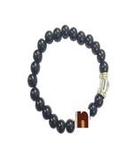 Black Agate | Hakik Gemstone Stretchable Round Beads Bracelet With Crystal Bead (1 Pc)
