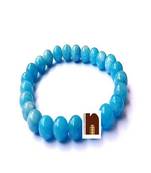 Aquamarine Stone  Round Beads Stretchable Bracelet (8 MM) (1Pc)