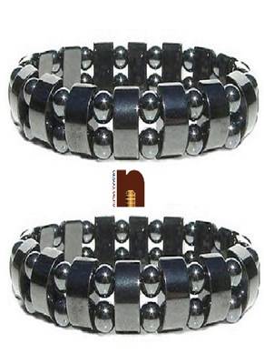 Stretchable Designer Black Magnetic Bracelet For Good Health (Pack Of 2) 1