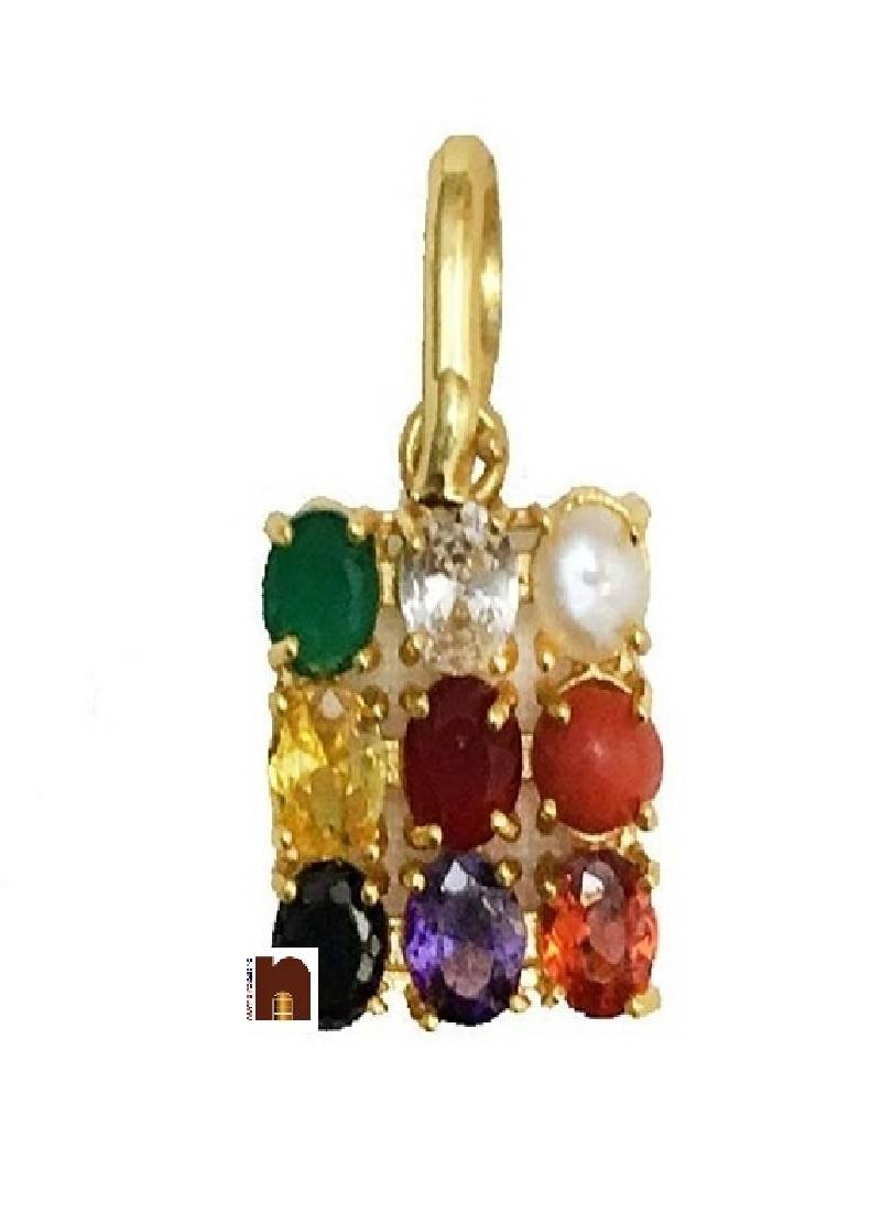 Navratna Stone Pendant In Ashtadhatu (1 Pc)