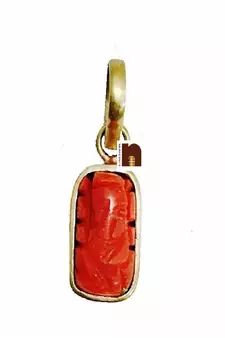 Moonga/Coral Lord Ganesha Pendant In Ashtadhatu (1 Pc)
