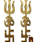 Trishakti (SwastikOmTrishul) Yantra In Ashtadhatu (9.5 Cms) (Pack of 2)
