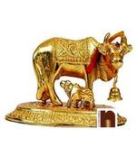  Calf Idol In White Metal With Golden Finish (Small) (5.5 Cms)
