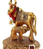 Calf Idol In White Metal With Golden Finish (8.5 Cms) (1 Pc)