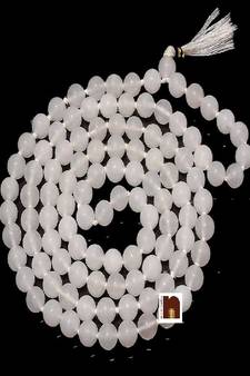 White Agate/Hakik Stone Round Beads Mala (109 Beads)