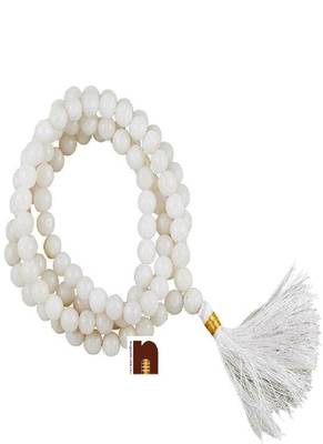 White Agate Round Beads Mala (109 Beads) (8 MM) (1 Pc) 1