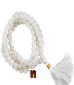 White Agate Round Beads Mala (109 Beads) (8 MM) (1 Pc)