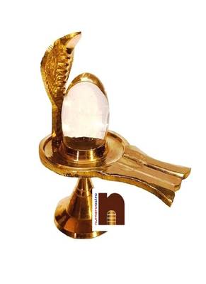 Crystal | Sphatik Shivling (2025 Grams Approx) with Detachable Brass Jalheri and Brass Snake Hood Shiv Lingam (1 Pc) 1