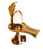 Crystal | Sphatik Shivling (2025 Grams Approx) with Detachable Brass Jalheri and Brass Snake Hood Shiv Lingam (1 Pc)