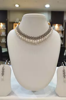 White pearl necklaces