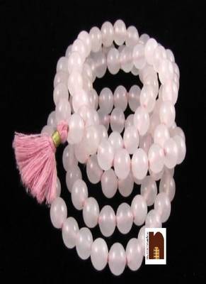  Original Hand Knotted Rose Quartz Mala (8 MM Beads Approx) (109 Beads) (1 Pc) 1