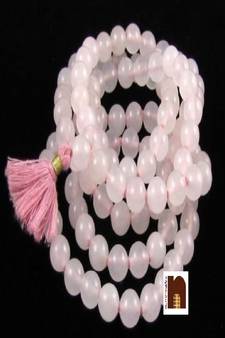  Original Hand Knotted Rose Quartz Mala (8 MM Beads Approx) (109 Beads) (1 Pc)