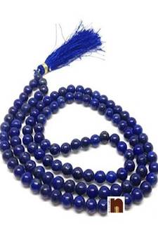 Lapis Lazulli/Laajwad Hand Knotted Round Beads Mala (108+1 Beads) (8 mm) (1 Pc)